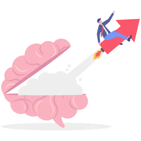 Businessman working on startup idea  Illustration