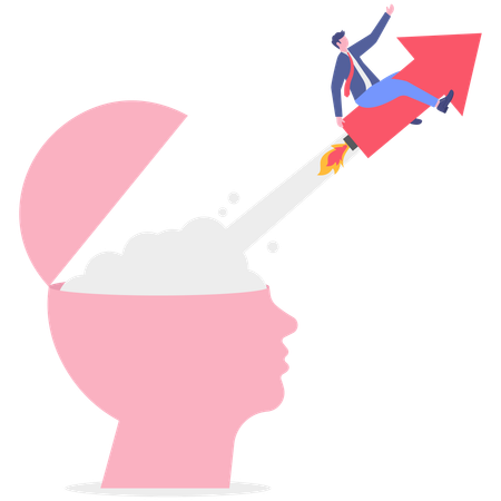 Businessman working on startup idea  Illustration