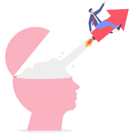 Businessman working on startup idea  Illustration