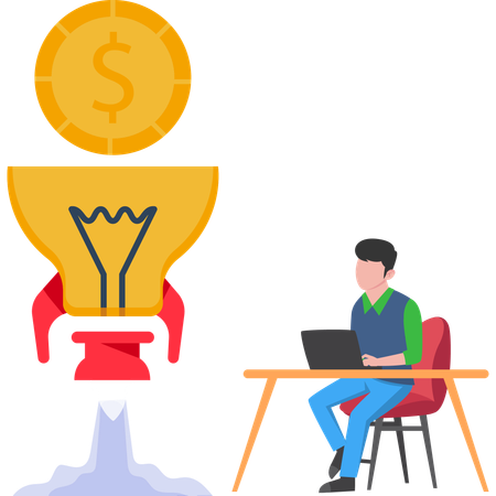 Businessman working on Startup Idea  Illustration