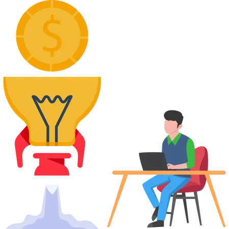 Businessman working on Startup Idea  Illustration