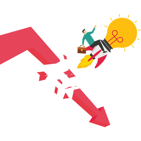 Businessman working on startup idea  Illustration