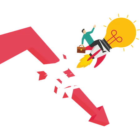 Businessman working on startup idea  Illustration