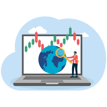 Businessman working on stock market analysis  Illustration