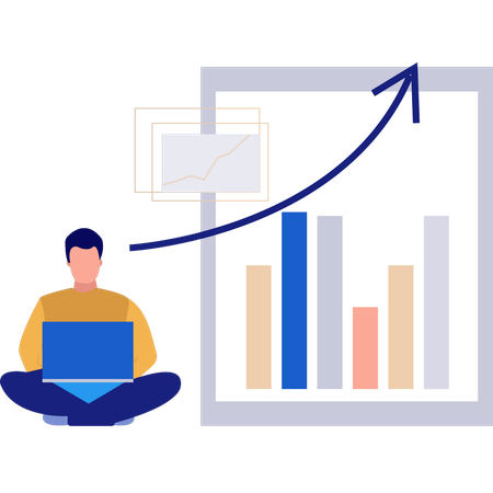 Businessman working on stock market chart  Illustration