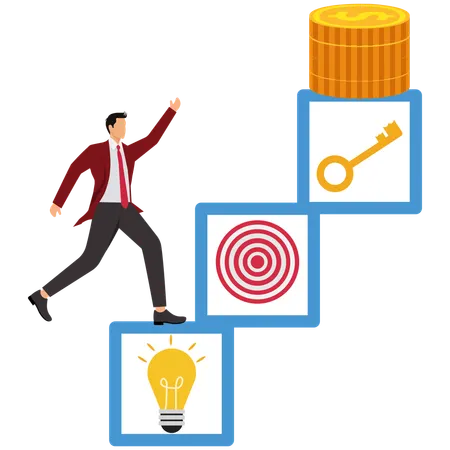 Businessman Working On Strategy Development  Illustration