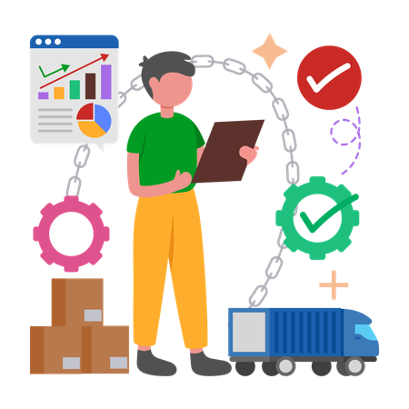 Businessman working on Supply Chain Management  Illustration