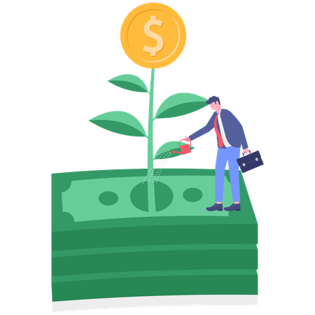 Businessman working on sustainable development  Illustration