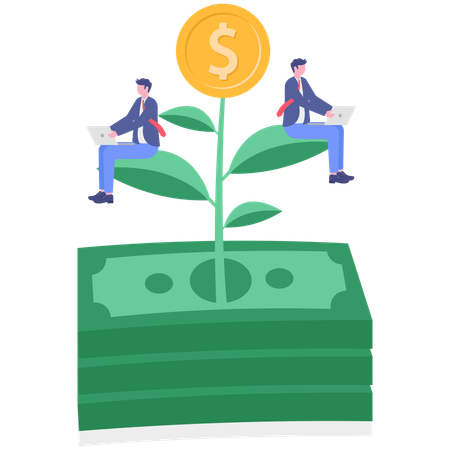 Businessman working on sustainable development  Illustration
