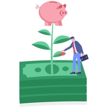 Businessman working on sustainable development  Illustration