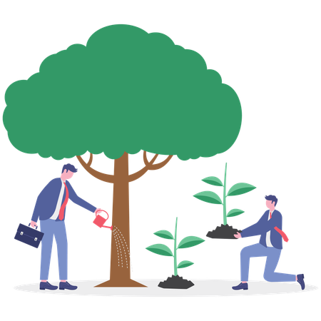 Businessman working on sustainable development  Illustration