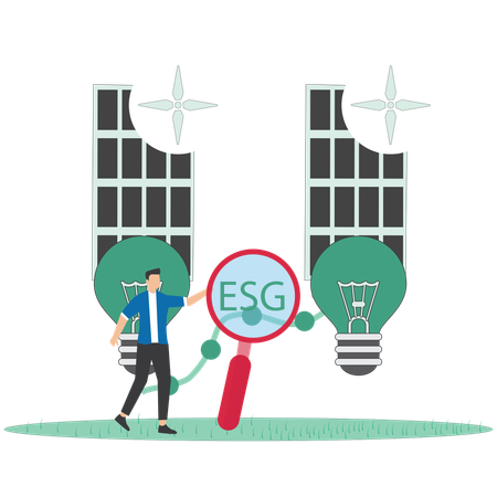 Businessman working on sustainable environment  Illustration