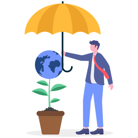 Businessman working on sustainable future  Illustration