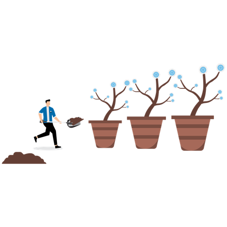 Businessman working on sustainable growth  Illustration