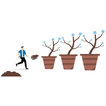 Businessman working on sustainable growth  Illustration