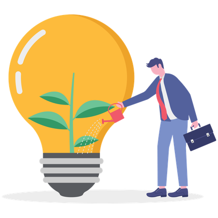 Businessman working on sustainable innovation  Illustration