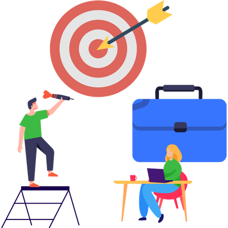 Businessman working on target Achievement  Illustration