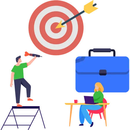 Businessman working on target Achievement  Illustration
