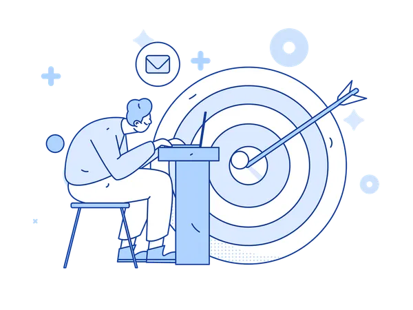 Businessman working on target achievement  Illustration