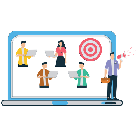 Businessman working on Target Audience Analysis  Illustration