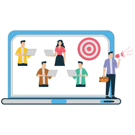 Businessman working on Target Audience Analysis  Illustration