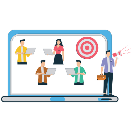 Businessman working on Target Audience Analysis  Illustration