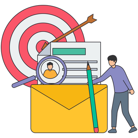 Businessman working on target audience  Illustration