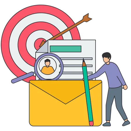 Businessman working on target audience  Illustration