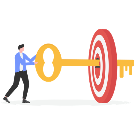 Businessman working on target key  Illustration