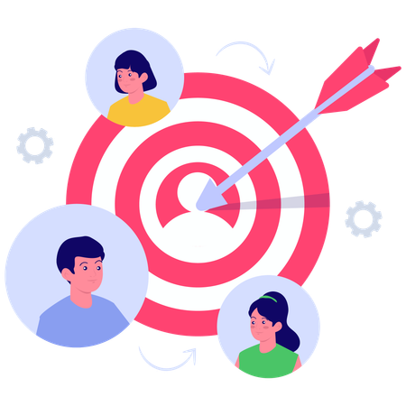 Businessman working on target marketing  Illustration