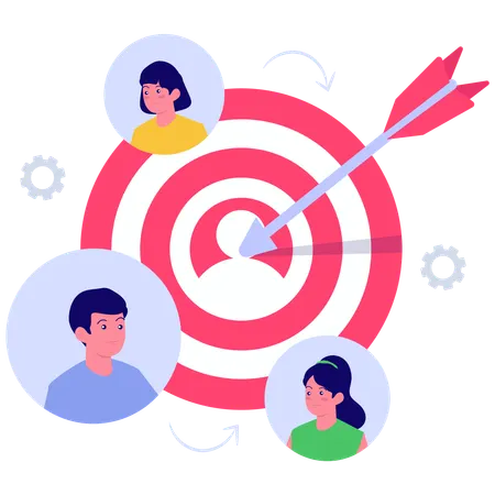 Businessman working on target marketing  Illustration