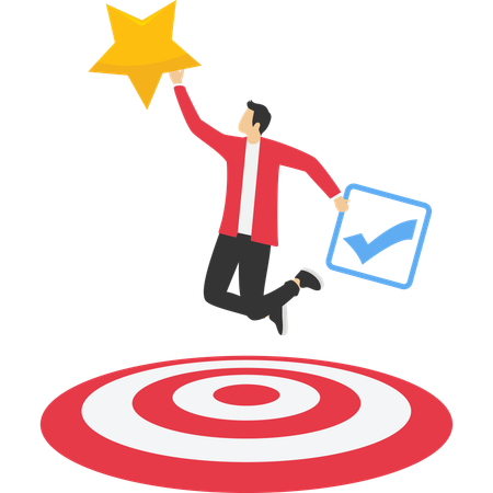 Businessman working on target review  Illustration