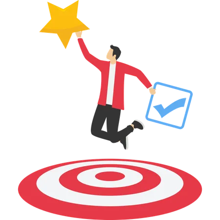 Businessman working on target review  Illustration