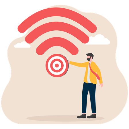 Businessman working on target signal  Illustration