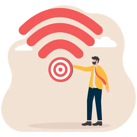 Businessman working on target signal  Illustration