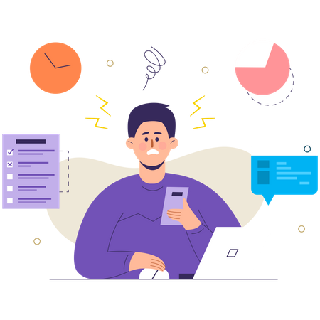 Businessman working on task  Illustration