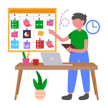 Businessman working on Task Management  Illustration