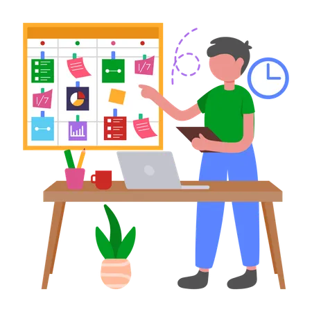 Businessman working on Task Management  Illustration