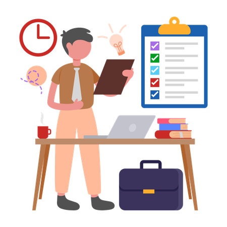 Businessman working on Task Prioritisation  Illustration