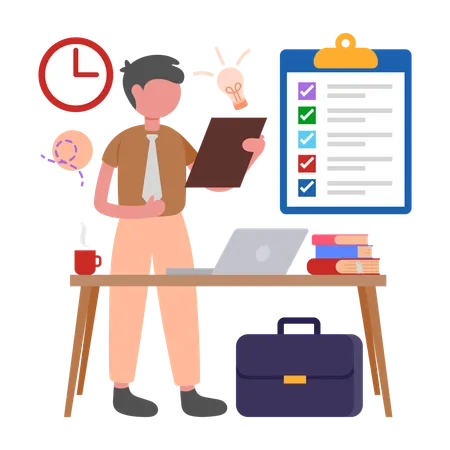 Businessman working on Task Prioritisation  Illustration