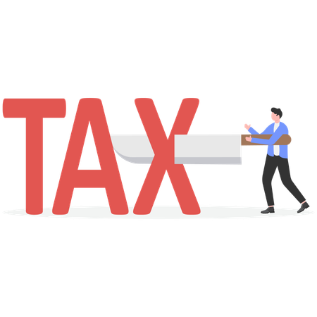 Businessman working on tax cutting  Illustration