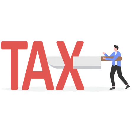 Businessman working on tax cutting  Illustration