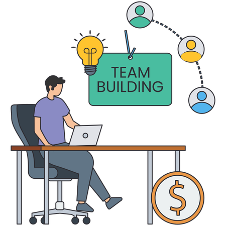 Businessman working on team building  Illustration