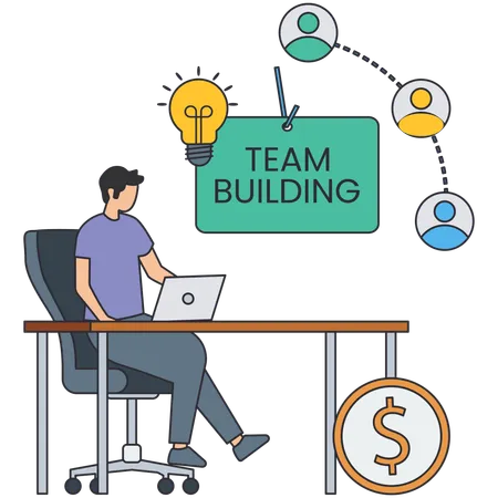 Businessman working on team building  Illustration