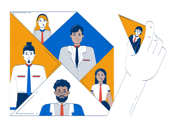Businessman working on Team building  Illustration