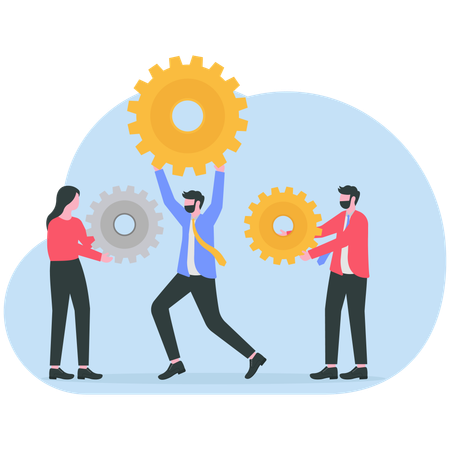 Businessman working on teamwork solution  Illustration
