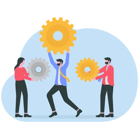 Businessman working on teamwork solution  Illustration