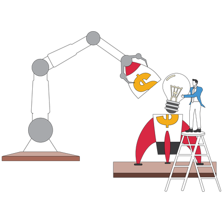 Businessman working on technological idea  Illustration