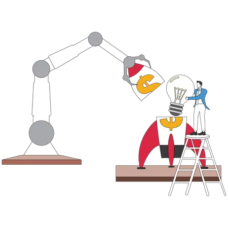 Businessman working on technological idea  Illustration