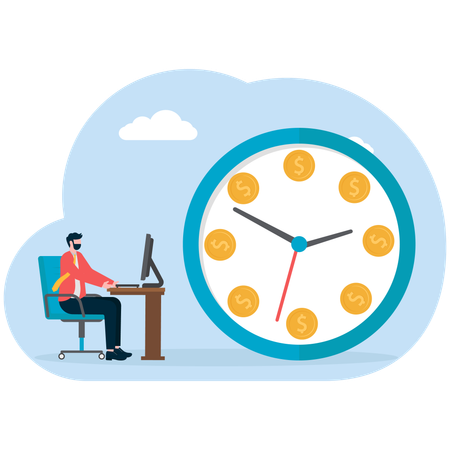 Businessman working on time  Illustration